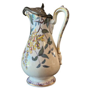 Antique 11" tall Spurrier May 1st 1856 Wine Tankard Floral Pottery